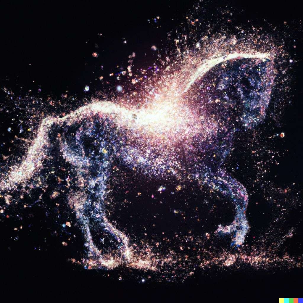 a horse, particle explosion, digital art